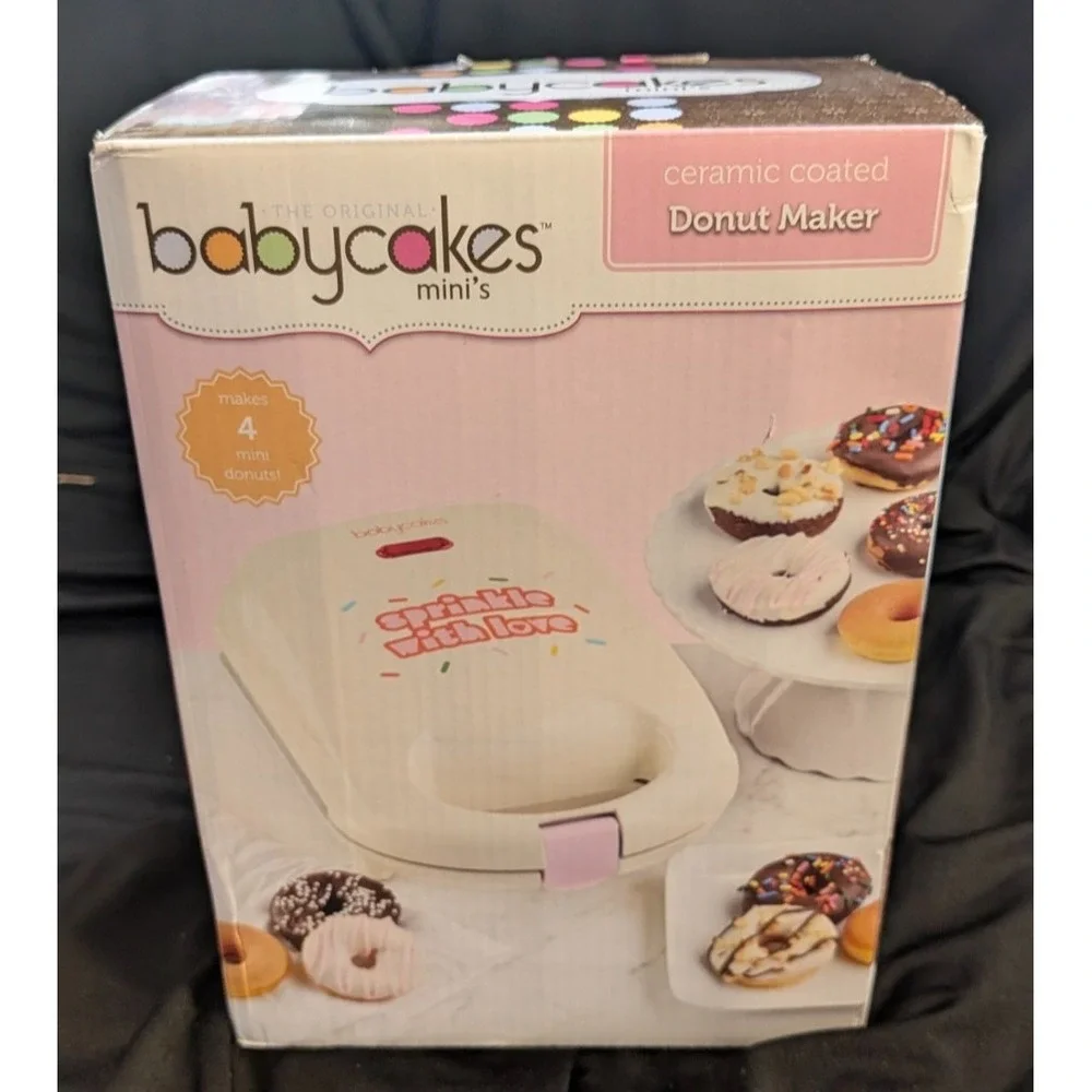 Babycakes mini's‎ White Ceramic Coated Donut Maker Sprinkle with Love